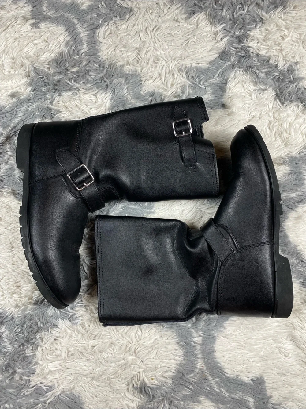 Bilt engineer custom  motorcycle Leather boots Black size 14 Mens